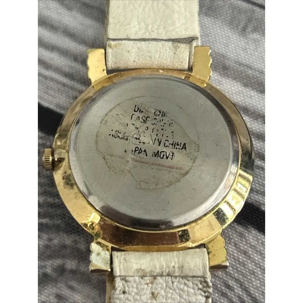 Vienna Gold Tone White Band Women’s Quartz Watch